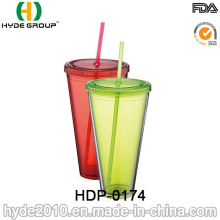 Vaso de plástico personalizado de pared doble, botella de agua de jugo de hielo (HDP-0174)
